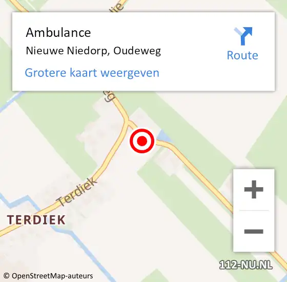 Locatie op kaart van de 112 melding: Ambulance Nieuwe Niedorp, Oudeweg op 9 april 2024 15:09