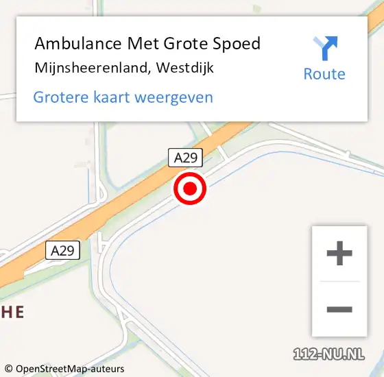 Locatie op kaart van de 112 melding: Ambulance Met Grote Spoed Naar Mijnsheerenland, Westdijk op 9 april 2024 15:12