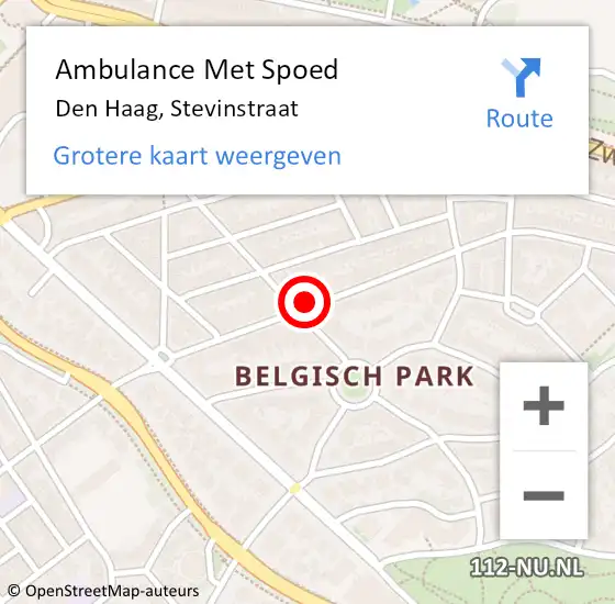 Locatie op kaart van de 112 melding: Ambulance Met Spoed Naar Den Haag, Stevinstraat op 9 april 2024 15:18