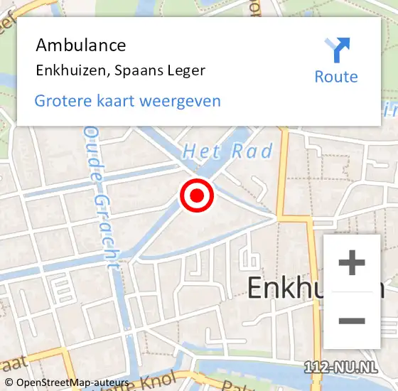 Locatie op kaart van de 112 melding: Ambulance Enkhuizen, Spaans Leger op 9 april 2024 15:37