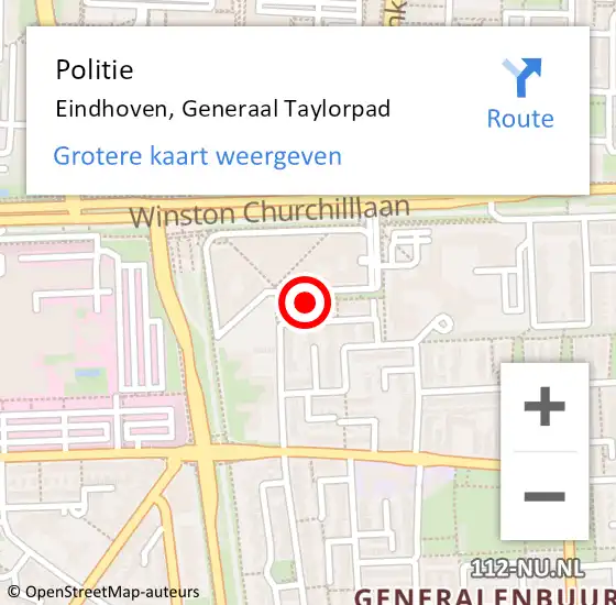 Locatie op kaart van de 112 melding: Politie Eindhoven, Generaal Taylorpad op 9 april 2024 16:24