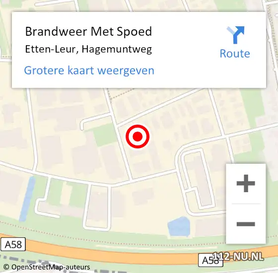 Locatie op kaart van de 112 melding: Brandweer Met Spoed Naar Etten-Leur, Hagemuntweg op 9 april 2024 16:29