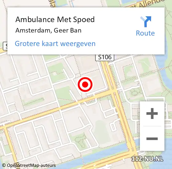 Locatie op kaart van de 112 melding: Ambulance Met Spoed Naar Amsterdam, Geer Ban op 9 april 2024 16:42