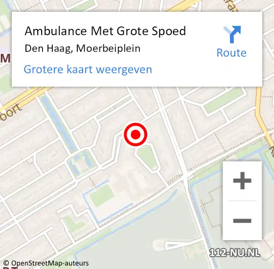 Locatie op kaart van de 112 melding: Ambulance Met Grote Spoed Naar Den Haag, Moerbeiplein op 9 april 2024 16:57