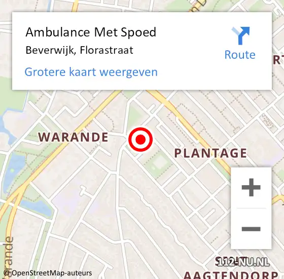 Locatie op kaart van de 112 melding: Ambulance Met Spoed Naar Beverwijk, Florastraat op 9 april 2024 17:04