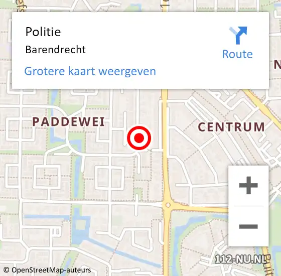 Locatie op kaart van de 112 melding: Politie Barendrecht op 9 april 2024 17:06