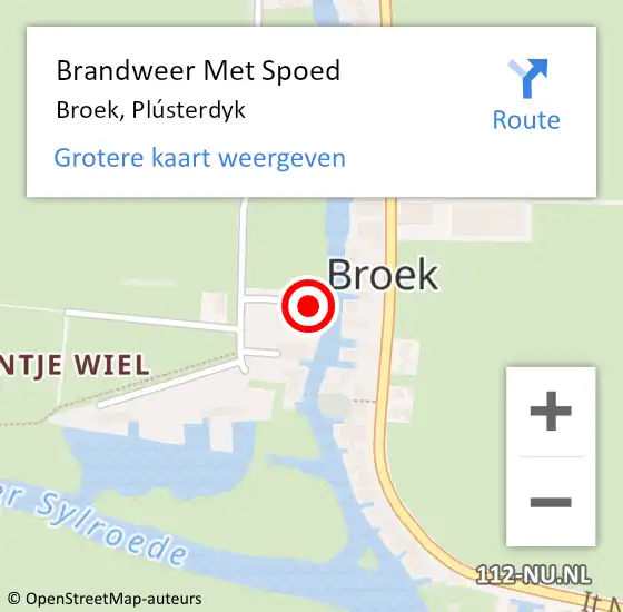 Locatie op kaart van de 112 melding: Brandweer Met Spoed Naar Broek, Plústerdyk op 9 april 2024 17:23