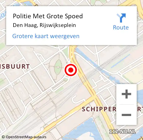 Locatie op kaart van de 112 melding: Politie Met Grote Spoed Naar Den Haag, Rijswijkseplein op 9 april 2024 17:37