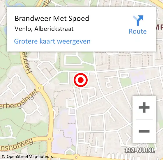 Locatie op kaart van de 112 melding: Brandweer Met Spoed Naar Venlo, Alberickstraat op 9 april 2024 17:40