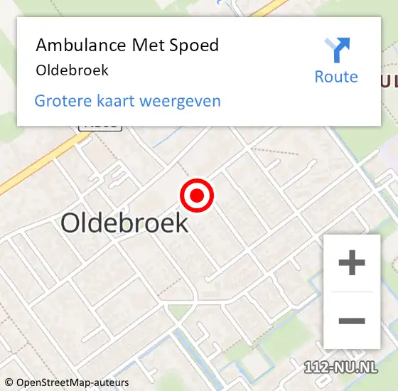 Locatie op kaart van de 112 melding: Ambulance Met Spoed Naar Oldebroek op 9 april 2024 17:58