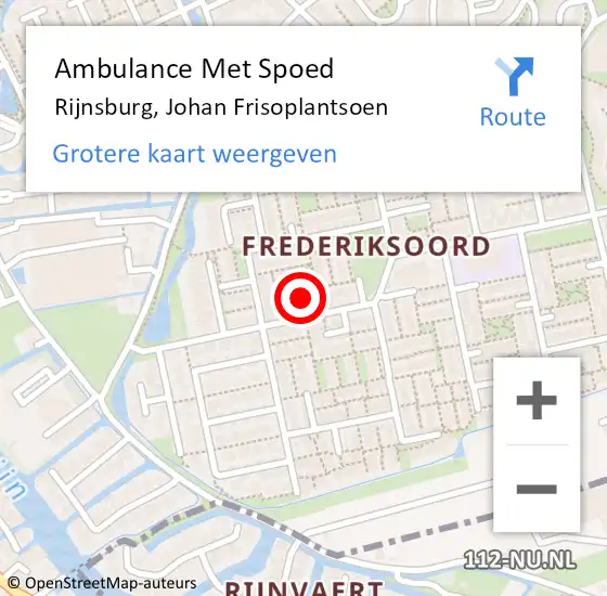 Locatie op kaart van de 112 melding: Ambulance Met Spoed Naar Rijnsburg, Johan Frisoplantsoen op 9 april 2024 18:08