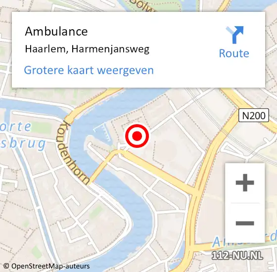 Locatie op kaart van de 112 melding: Ambulance Haarlem, Harmenjansweg op 9 april 2024 18:51