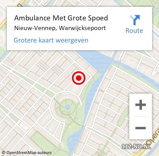 Locatie op kaart van de 112 melding: Ambulance Met Grote Spoed Naar Nieuw-Vennep, Warwijcksepoort op 9 april 2024 19:01