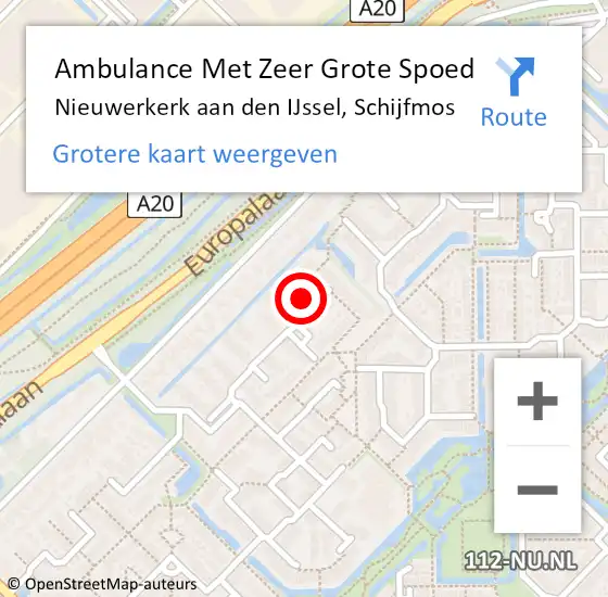 Locatie op kaart van de 112 melding: Ambulance Met Zeer Grote Spoed Naar Nieuwerkerk aan den IJssel, Schijfmos op 9 april 2024 19:11