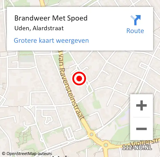 Locatie op kaart van de 112 melding: Brandweer Met Spoed Naar Uden, Alardstraat op 9 april 2024 19:15