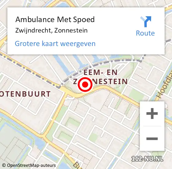 Locatie op kaart van de 112 melding: Ambulance Met Spoed Naar Zwijndrecht, Zonnestein op 9 april 2024 19:30