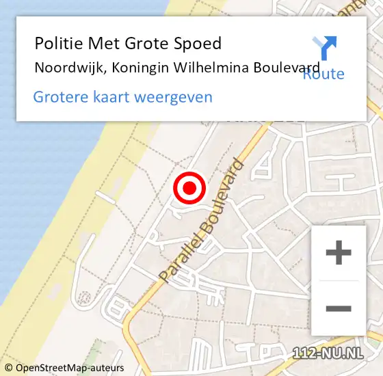 Locatie op kaart van de 112 melding: Politie Met Grote Spoed Naar Noordwijk, Koningin Wilhelmina Boulevard op 9 april 2024 19:47