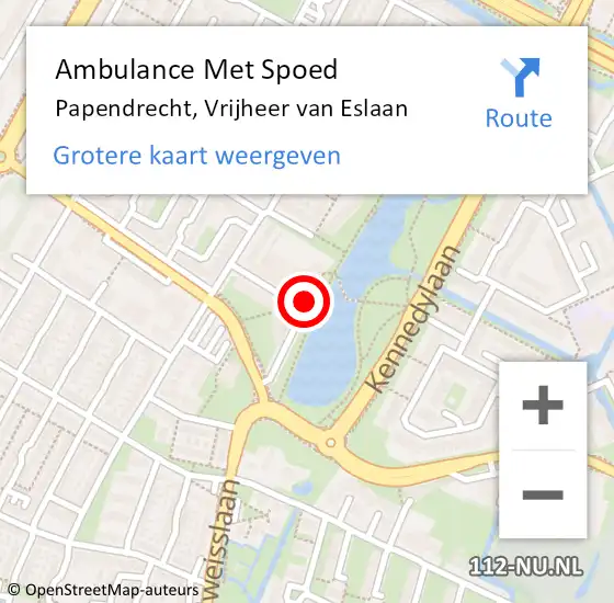 Locatie op kaart van de 112 melding: Ambulance Met Spoed Naar Papendrecht, Vrijheer van Eslaan op 9 april 2024 19:58