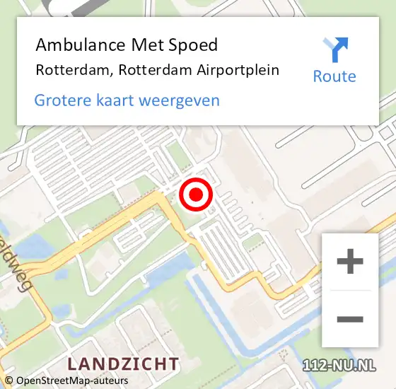 Locatie op kaart van de 112 melding: Ambulance Met Spoed Naar Rotterdam, Rotterdam Airportplein op 9 april 2024 20:18