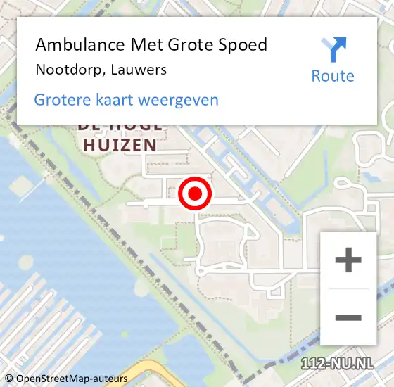 Locatie op kaart van de 112 melding: Ambulance Met Grote Spoed Naar Nootdorp, Lauwers op 9 april 2024 20:26