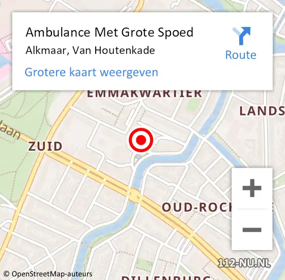 Locatie op kaart van de 112 melding: Ambulance Met Grote Spoed Naar Alkmaar, Van Houtenkade op 9 april 2024 20:46