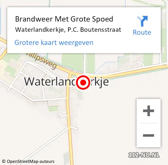 Locatie op kaart van de 112 melding: Brandweer Met Grote Spoed Naar Waterlandkerkje, P.C. Boutensstraat op 9 april 2024 20:58