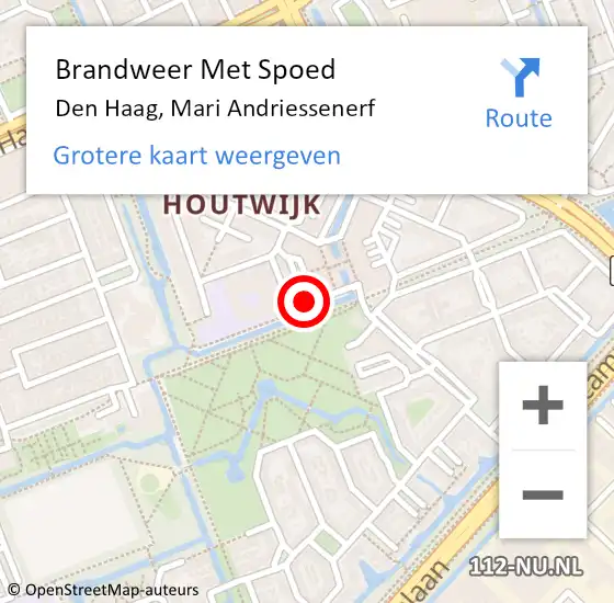 Locatie op kaart van de 112 melding: Brandweer Met Spoed Naar Den Haag, Mari Andriessenerf op 9 april 2024 20:59