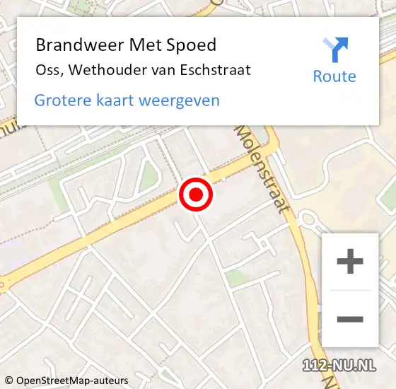 Locatie op kaart van de 112 melding: Brandweer Met Spoed Naar Oss, Wethouder van Eschstraat op 9 april 2024 21:00