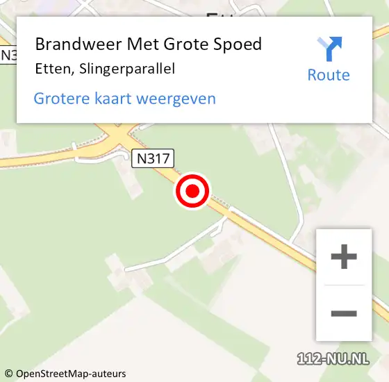 Locatie op kaart van de 112 melding: Brandweer Met Grote Spoed Naar Etten, Slingerparallel op 1 oktober 2014 22:40