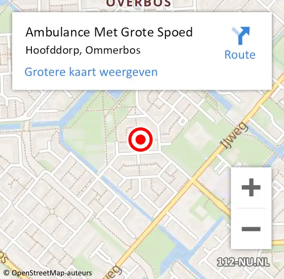 Locatie op kaart van de 112 melding: Ambulance Met Grote Spoed Naar Hoofddorp, Ommerbos op 9 april 2024 21:07