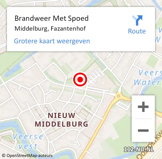 Locatie op kaart van de 112 melding: Brandweer Met Spoed Naar Middelburg, Fazantenhof op 9 april 2024 21:47