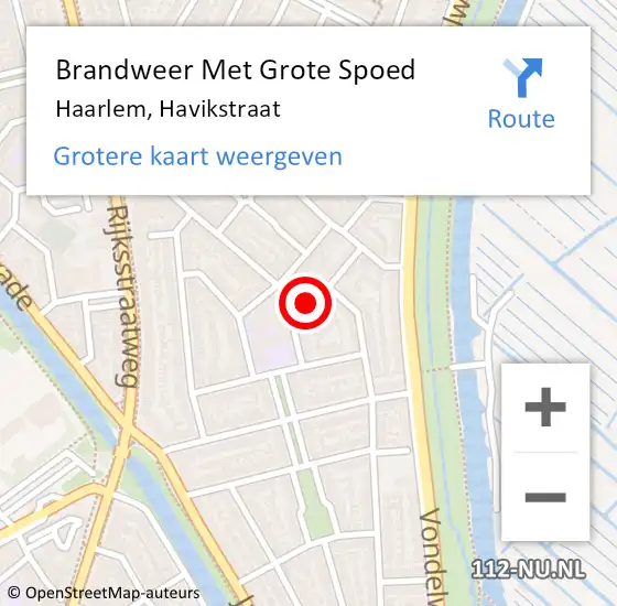 Locatie op kaart van de 112 melding: Brandweer Met Grote Spoed Naar Haarlem, Havikstraat op 9 april 2024 22:03