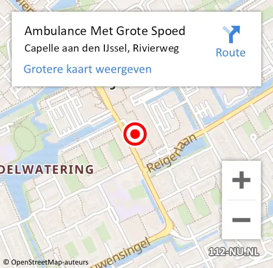 Locatie op kaart van de 112 melding: Ambulance Met Grote Spoed Naar Capelle aan den IJssel, Rivierweg op 9 april 2024 22:17