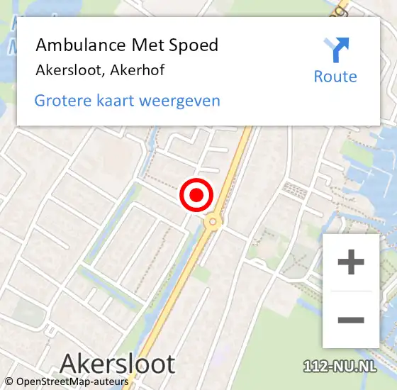 Locatie op kaart van de 112 melding: Ambulance Met Spoed Naar Akersloot, Akerhof op 9 april 2024 22:27