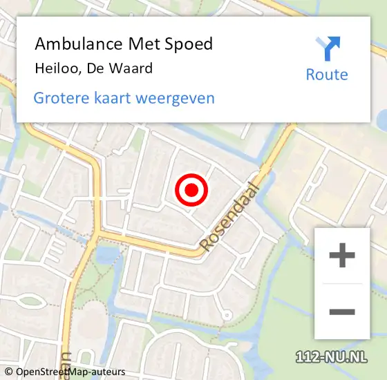 Locatie op kaart van de 112 melding: Ambulance Met Spoed Naar Heiloo, De Waard op 9 april 2024 22:31