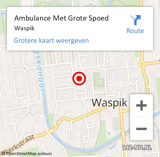 Locatie op kaart van de 112 melding: Ambulance Met Grote Spoed Naar Waspik op 9 april 2024 22:56