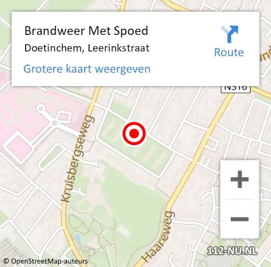 Locatie op kaart van de 112 melding: Brandweer Met Spoed Naar Doetinchem, Leerinkstraat op 9 april 2024 23:18