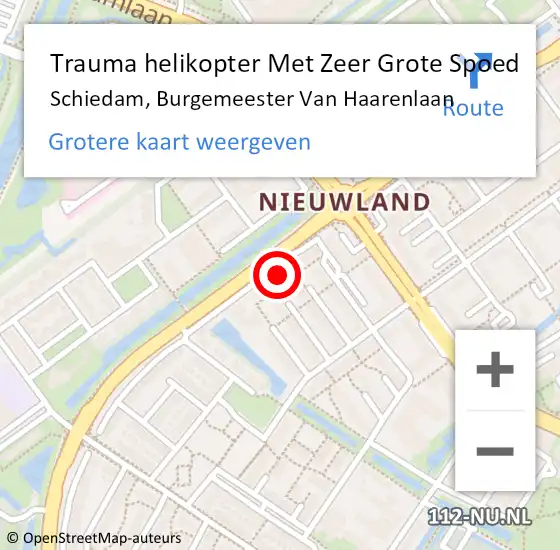 Locatie op kaart van de 112 melding: Trauma helikopter Met Zeer Grote Spoed Naar Schiedam, Burgemeester Van Haarenlaan op 9 april 2024 23:18