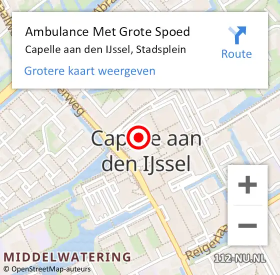 Locatie op kaart van de 112 melding: Ambulance Met Grote Spoed Naar Capelle aan den IJssel, Stadsplein op 9 april 2024 23:59
