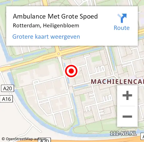 Locatie op kaart van de 112 melding: Ambulance Met Grote Spoed Naar Rotterdam, Heiligenbloem op 10 april 2024 00:12