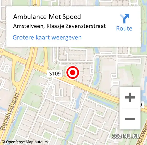 Locatie op kaart van de 112 melding: Ambulance Met Spoed Naar Amstelveen, Klaasje Zevensterstraat op 10 april 2024 01:09