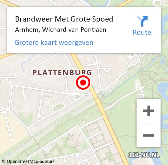 Locatie op kaart van de 112 melding: Brandweer Met Grote Spoed Naar Arnhem, Wichard van Pontlaan op 10 april 2024 01:36