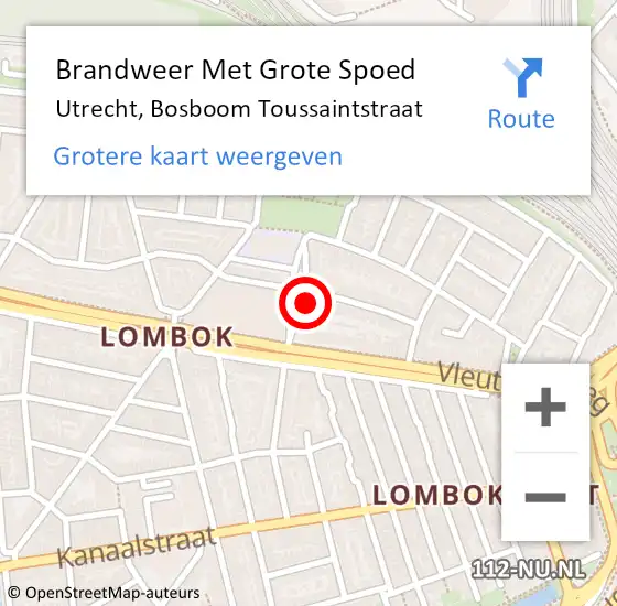 Locatie op kaart van de 112 melding: Brandweer Met Grote Spoed Naar Utrecht, Bosboom Toussaintstraat op 10 april 2024 01:47