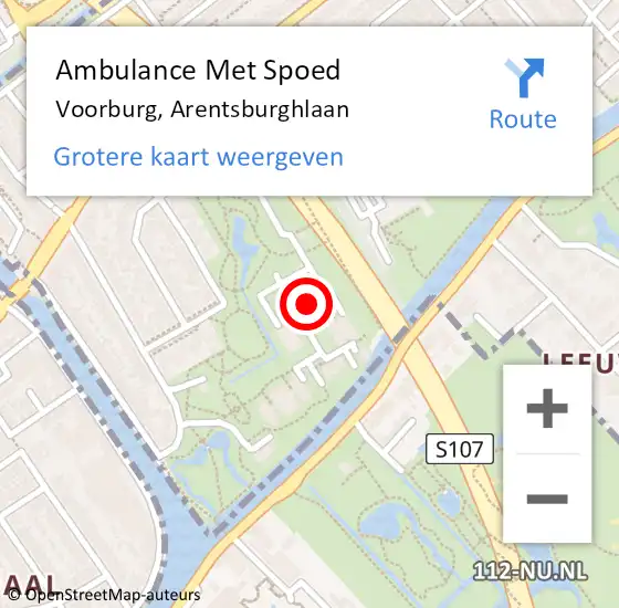 Locatie op kaart van de 112 melding: Ambulance Met Spoed Naar Voorburg, Arentsburghlaan op 10 april 2024 02:13