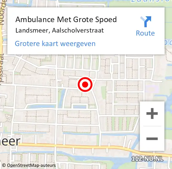 Locatie op kaart van de 112 melding: Ambulance Met Grote Spoed Naar Landsmeer, Aalscholverstraat op 10 april 2024 02:17
