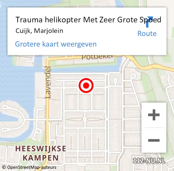 Locatie op kaart van de 112 melding: Trauma helikopter Met Zeer Grote Spoed Naar Cuijk, Marjolein op 10 april 2024 02:18