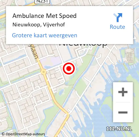 Locatie op kaart van de 112 melding: Ambulance Met Spoed Naar Nieuwkoop, Vijverhof op 10 april 2024 02:42
