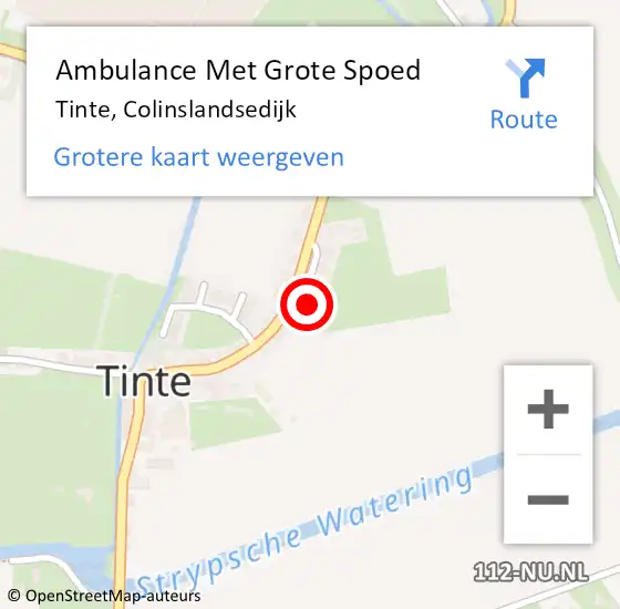 Locatie op kaart van de 112 melding: Ambulance Met Grote Spoed Naar Tinte, Colinslandsedijk op 10 april 2024 02:51