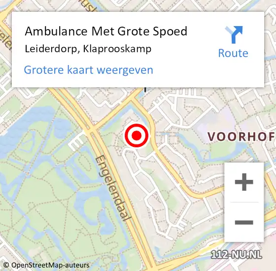 Locatie op kaart van de 112 melding: Ambulance Met Grote Spoed Naar Leiderdorp, Klaprooskamp op 10 april 2024 04:34