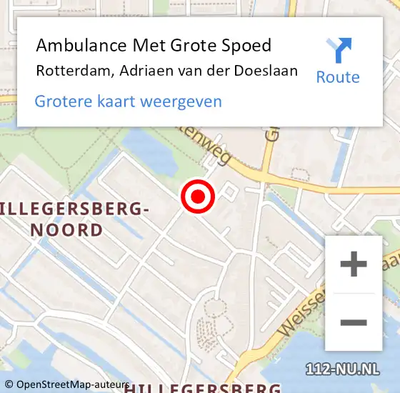 Locatie op kaart van de 112 melding: Ambulance Met Grote Spoed Naar Rotterdam, Adriaen van der Doeslaan op 10 april 2024 05:26